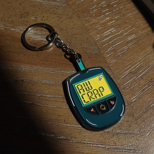 Aw Crap Enamel Glow-in-the-Dark Keychain (Type 1 Diabetes)