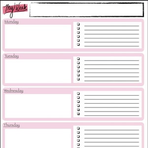 Printable Weekly Planner Page - PDF - Handwrite Tasks or Use With GoodNotes