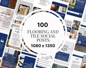 Flooring & Tile Social Media Templates | 100 Editable Posts in a Canva Template