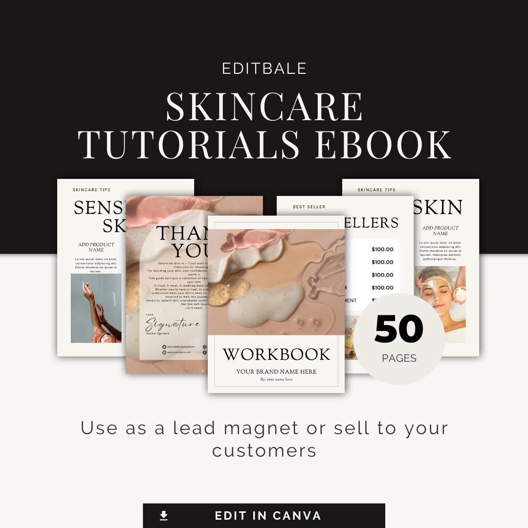 Skincare Guide Ebook Canva Template: Beauty Tips &amp; Tutorials (editable ...