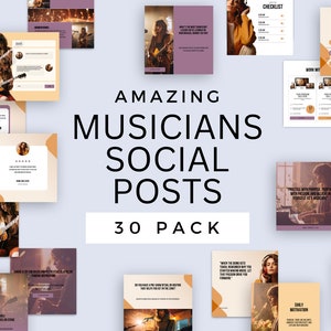 Musician Social Media Posts: 30 Canva Templates (Editable)