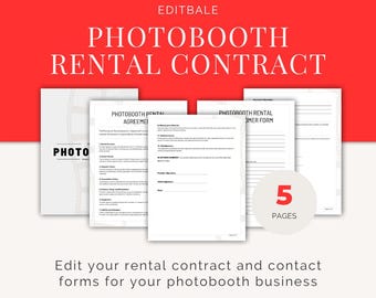 Editable Photobooth Rental Contract Template: Canva Business Forms (Digital Download)