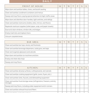 restaurant cleaning checklist