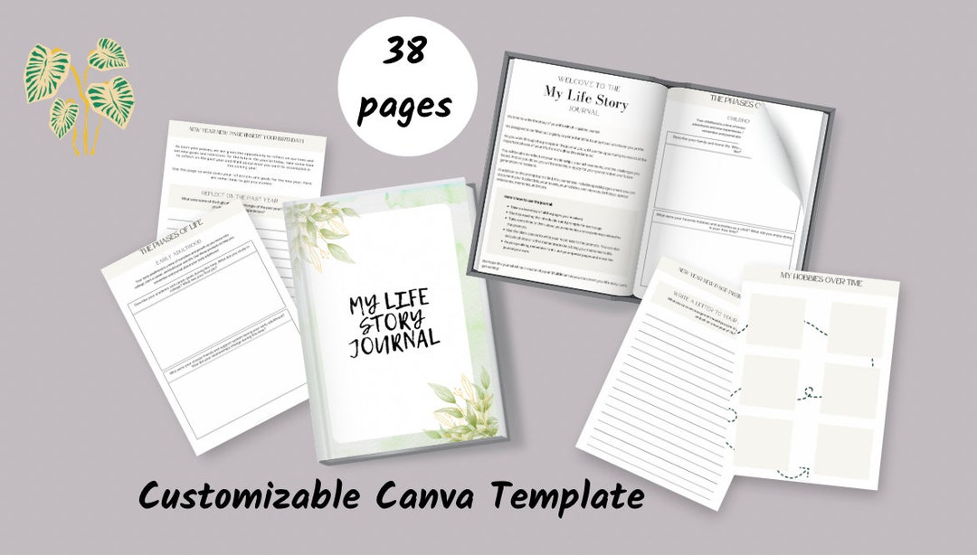 Life Story Journal: Guided Prompts, Canva Template (38-page) - Etsy