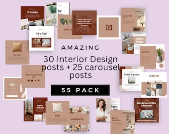 Interior Design Social Media Templates: 55 Canva Designs