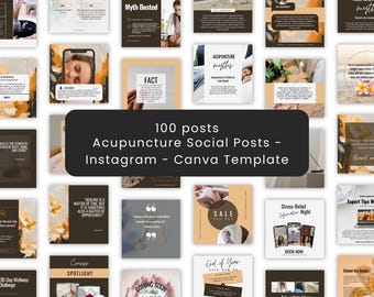 Acupuncture Instagram Posts: 100 Social Media Canva Templates