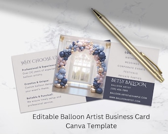 Balloon Artist Business Card Template: Editable Canva Design