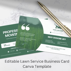 Lawn Service Business Card Template: Editable Canva Design
