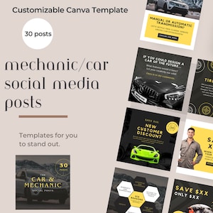 Automotive Instagram Posts | Car Template Shop Marketing | Social Media | Canva Template