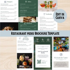 Folleto de menú de comida / Menú de restaurante / Plantilla de menú de comida rápida / Plantilla de menú / Plantilla de folleto de restaurante / Plantilla Canva / Menú de bebidas