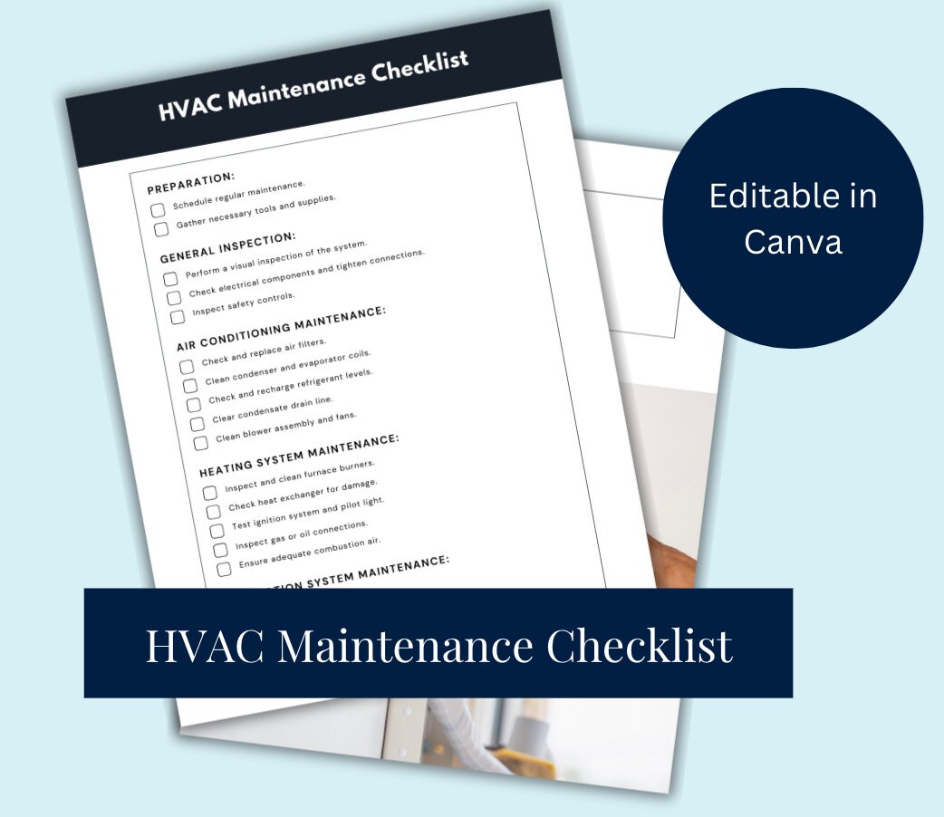HVAC Maintenance Checklist Template – Editable Canva Resource for Small ...