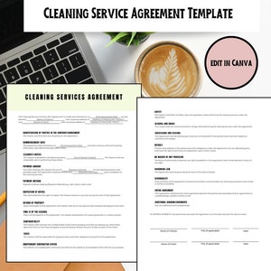 Cleaning Services Agreement Template: Editable Canva Contract (Instant Download)
