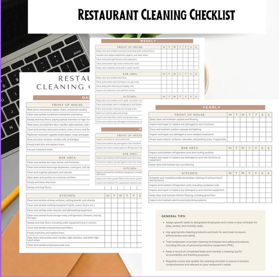 Restaurant Cleaning Checklist Template: Editable Canva Design (A4 & Letter)