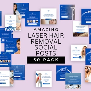 Editable Laser Hair Removal Social Media Posts | Laser Hair Removal Instagram | Esthetician Business Templates | Laser Technician Templates