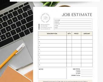 Job Proposal Template, Job Estimate Editable Canva Template, Job Quote ...
