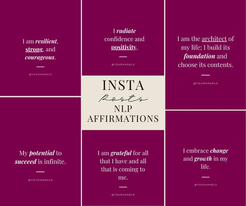 50 NLP Affirmation Canva Templates – Editable Portrait Posts for ...