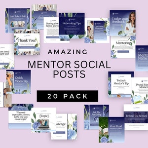 Mentor Social Media Posts: Coaching Canva Template (20 Posts)