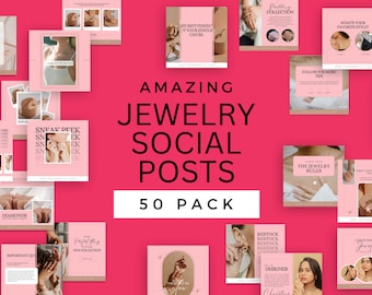 Modelos de postagens de joias no Instagram: Kit de branding para mídias sociais (50 postagens)
