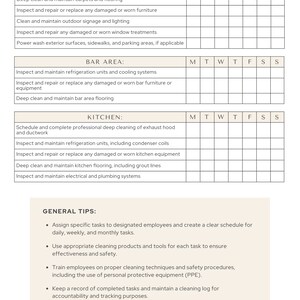 restaurant cleaning checklist