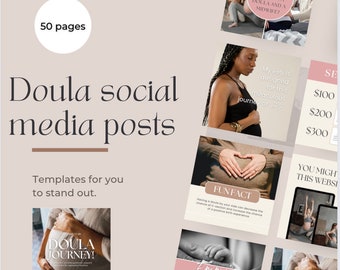 Doula Instagram Post Templates: 50 Birth Worker Canva Designs