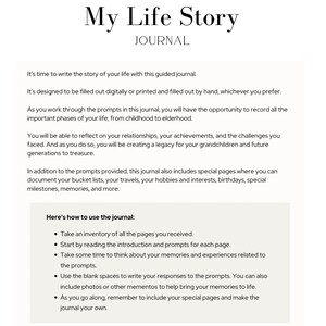 Mom memory journal, Grandma journal, life story journal