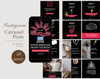 Animated Instagram Carousel Templates: Business Coach Canva Designs (Digital Download)