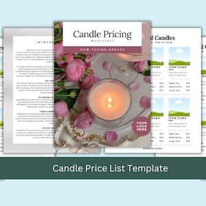 Modelo de atacado de velas | Catálogo Atacado | Lista de produtos de velas | Lista de Preços | Guia de preços | Modelo de Canva | Lista de preços comerciais de velas
