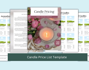 Plantilla de lista de precios al por mayor de velas: Catálogo comercial editable en Canva