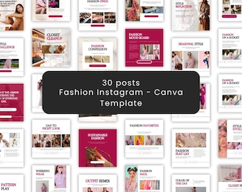 30 Fashion Instagram Post Templates: Editable Canva Designs (Digital Download)