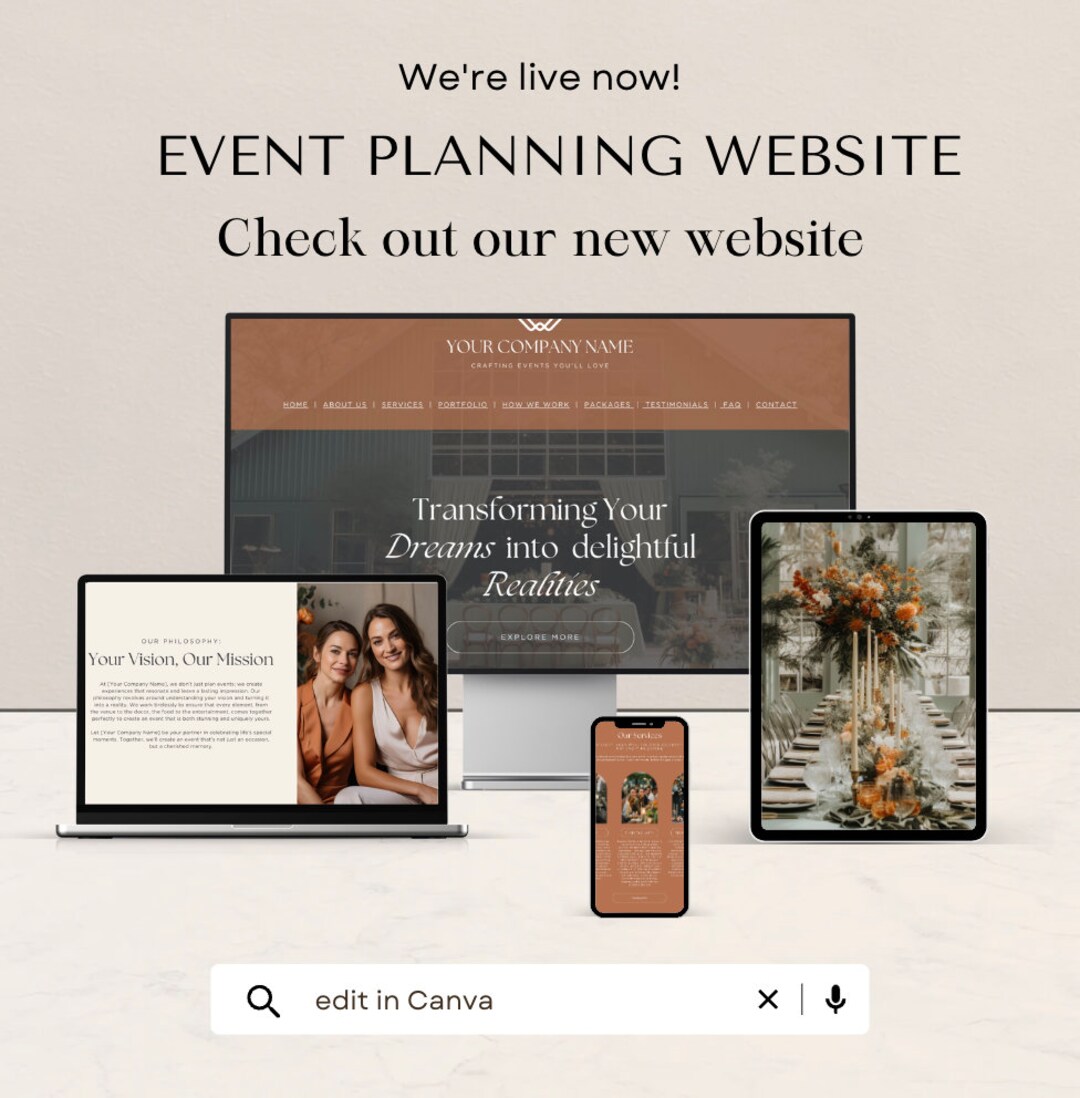 Event Planning Website Canva Website Template Editable Events Website