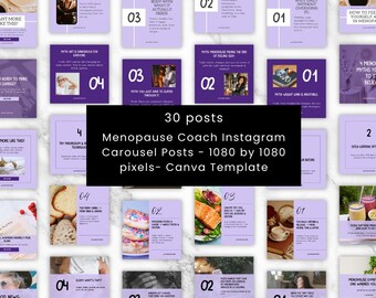 Menopause Instagram Carousel Posts: Women's Health Canva Templates (Editable)