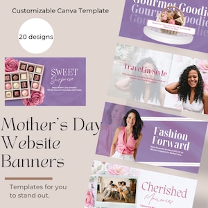 Mother’s Day Website Banner Templates – Editable Canva Headers for Marketing