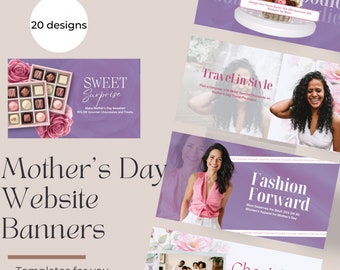 Mother’s Day Website Banner Templates – Editable Canva Headers for Marketing
