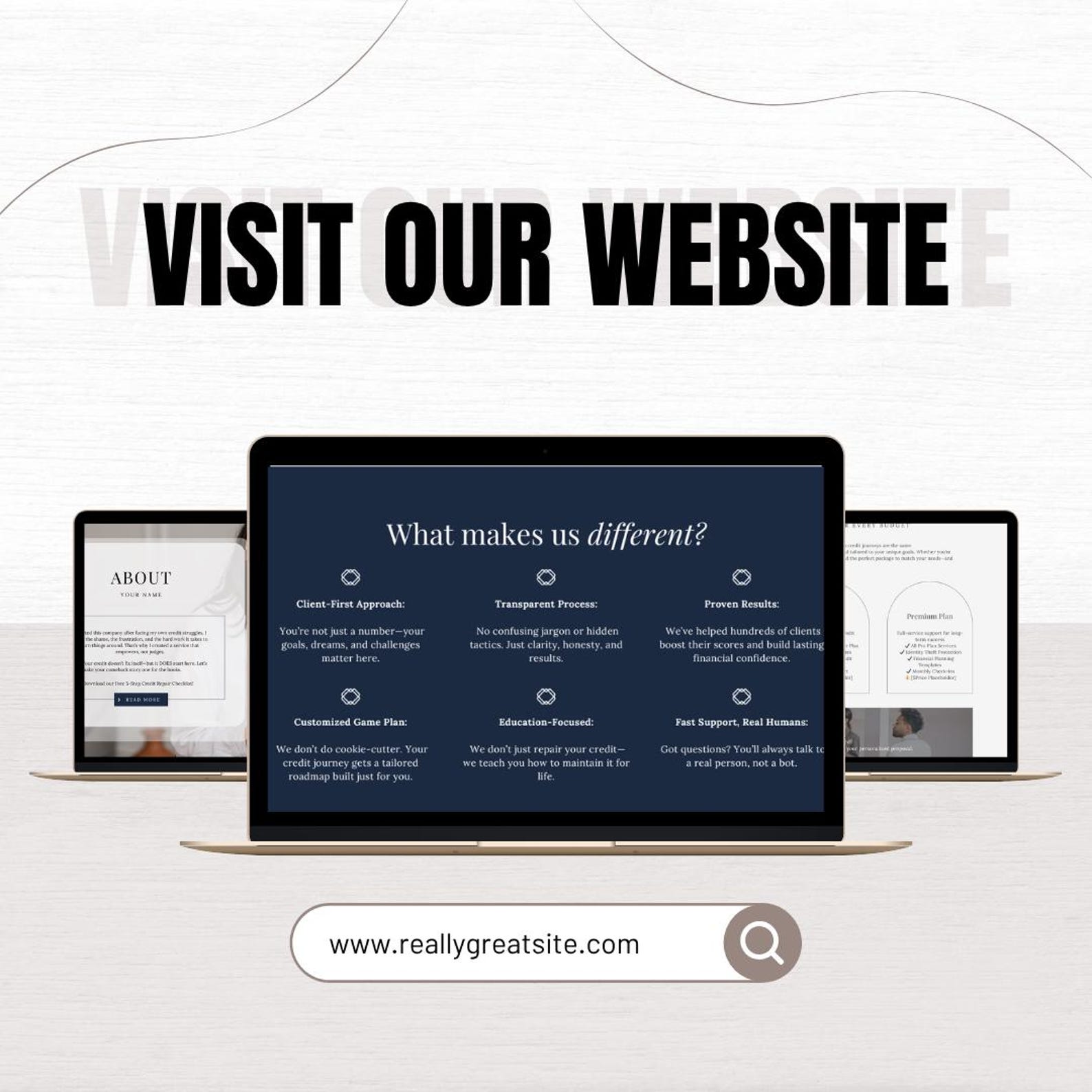 Canva Credit Repair Website Template Editable Design for Financial
