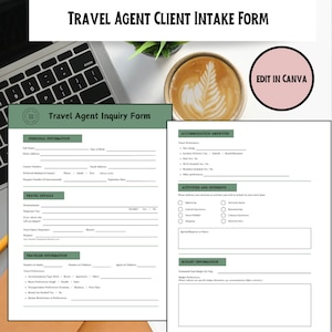 Travel Agent Client Intake | Travel Inquiry Form | Editable Intake Form for Travel Agents in Canva | Canva Intake Forms | Travel Business