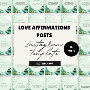 Love Affirmations Instagram Post Templates: 50 Canva Designs (Digital Download)