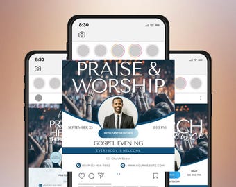 Kirche Instagram Flyer Vorlage: Bearbeitbares Canva Design (Digitaler Download)