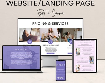 Página de destino para asistente virtual: Plantilla de sitio web de Canva (descarga instantánea)