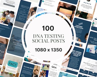 DNA Testing Social Media Templates: Genetic Counselor Canva Posts (100 Editable)