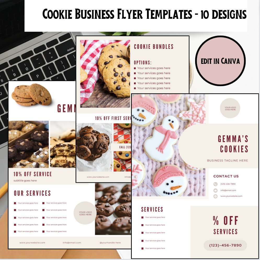 10-pack-of-cookie-business-flyers-sweets-business-dessert-flyer-poster-sign-price-list-canva-template-editable-printable-etsy