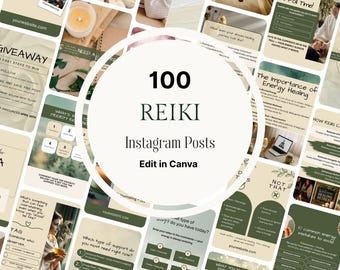 Reiki Business Instagram Templates – Editable Canva Social Media Posts for Healers