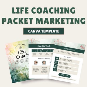 Coaching Business | Life Coaching Marketing Packet | Coaching Information | Life Coach Templates | New Client | Coaching Canva Template