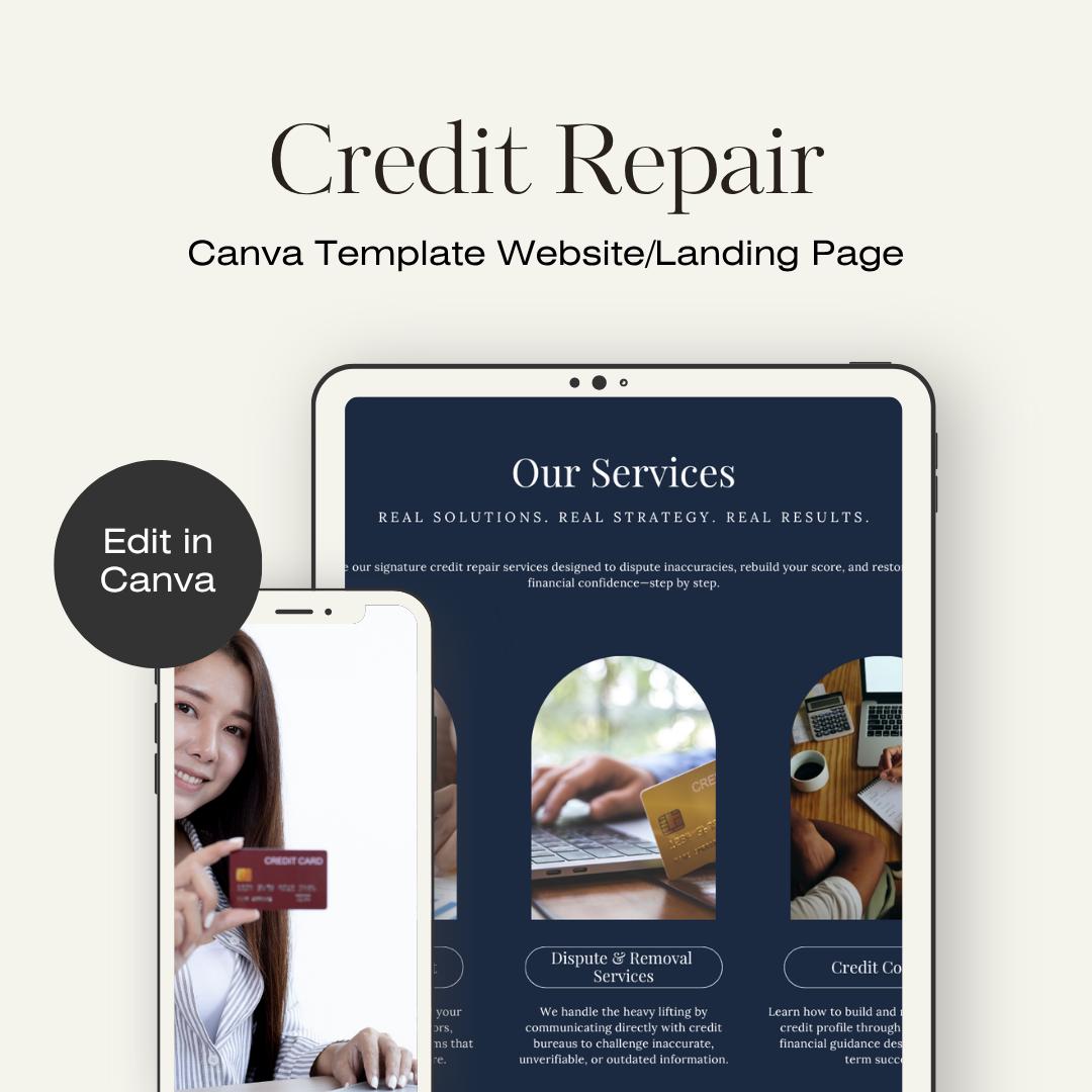 Canva Credit Repair Website Template: Editable Design for Financial ...