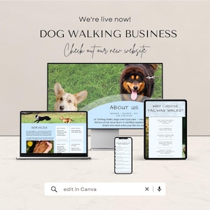 Canva Website Template for Dog Services, Editable Pet Care Design, Customizable Dog Walking Website Landing Page Canva Template
