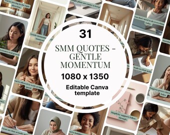 31 Done-For-You Instagram Posts | Gentle Momentum Quote Canva Template | Social Media Manager Content