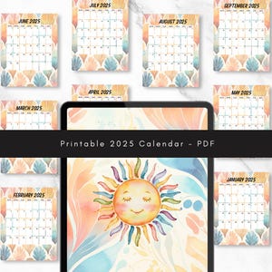 Afdrukbare kalender 2025 - maandplanner - digitale download - jaaroverzicht - letter-formaat - pdf-kalender voor 2025