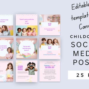 Kindergarten Social Media | Early Education Educator | Back To School | 25 Preschool Daycare Instagram Canva Template | In Home Daycares