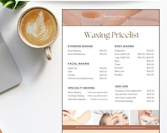 Elegant Waxing Price List Template: Customizable Canva Design