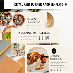 Sjabloon voor restaurantvisitekaartjes | Sjablonen voor voedselmarketing | Moderne afdrukbare kaart met QR-code | Contactgegevens | Canva-sjabloon voor visitekaartjes