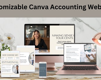 Canva Website Template | Landing Page for Accounting Business | Accounting Website | Tax Website Template | Finance Templates